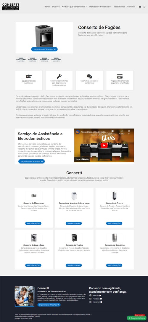 Site criado para empresa de assistência a eletrodomésticos