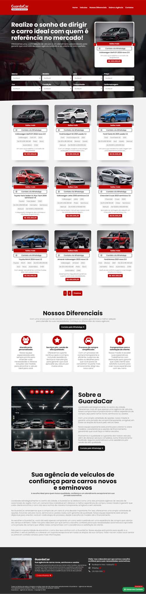 Landing page para agência de veículos